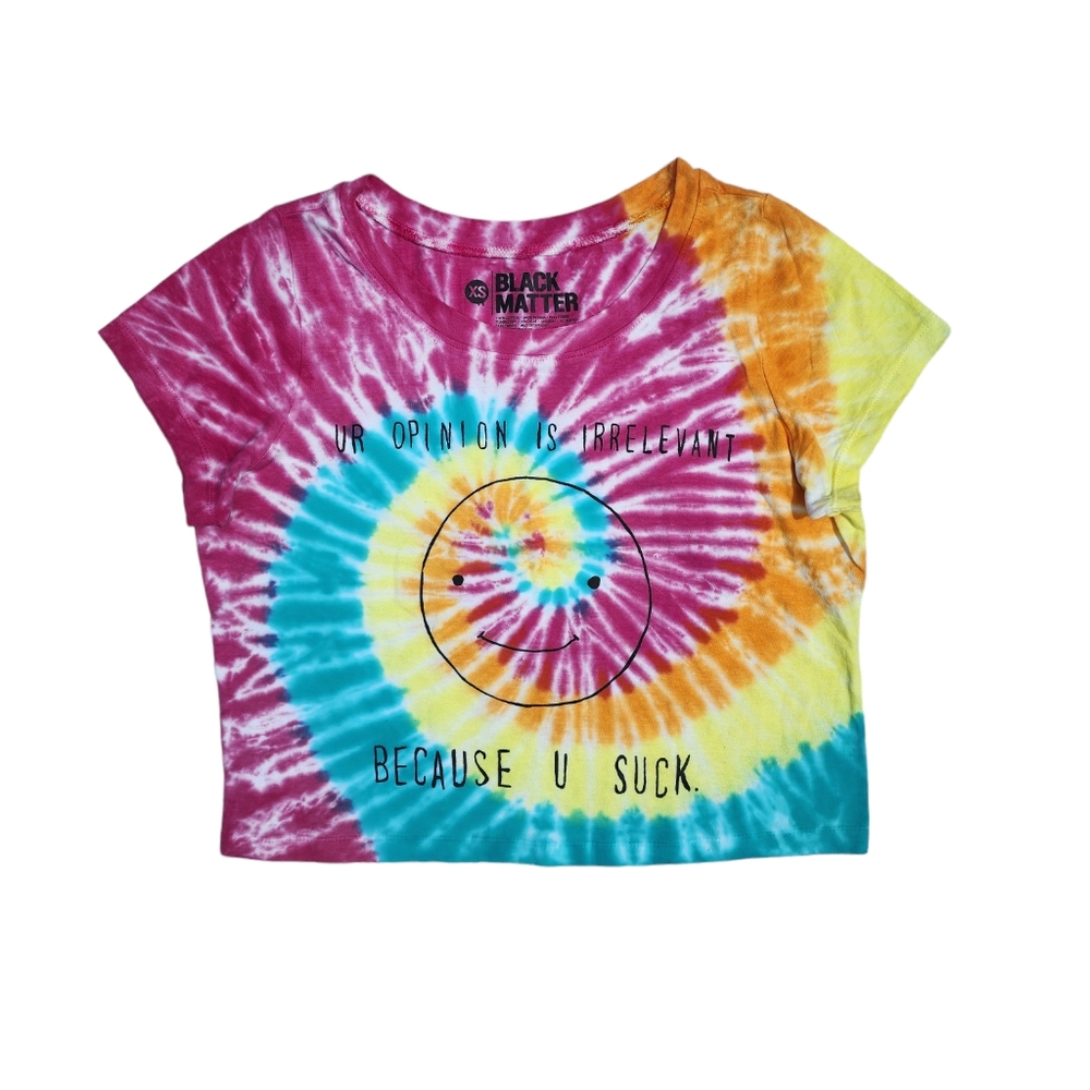 Hot Topic Irrelevant You Suck Tie Dye Crop Top